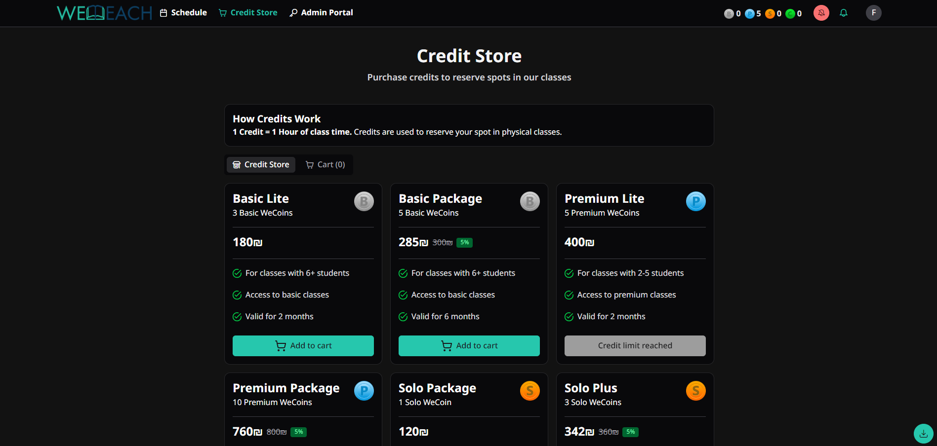 Store Page - Dark Mode